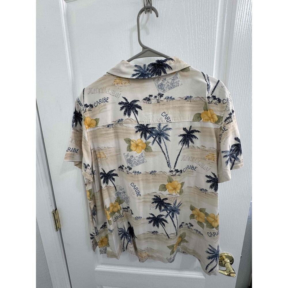 Havana Jacks Cafe Shirt Mens 1X Palm Tree Cabana Button Up Short Sleeve Hawaiian
